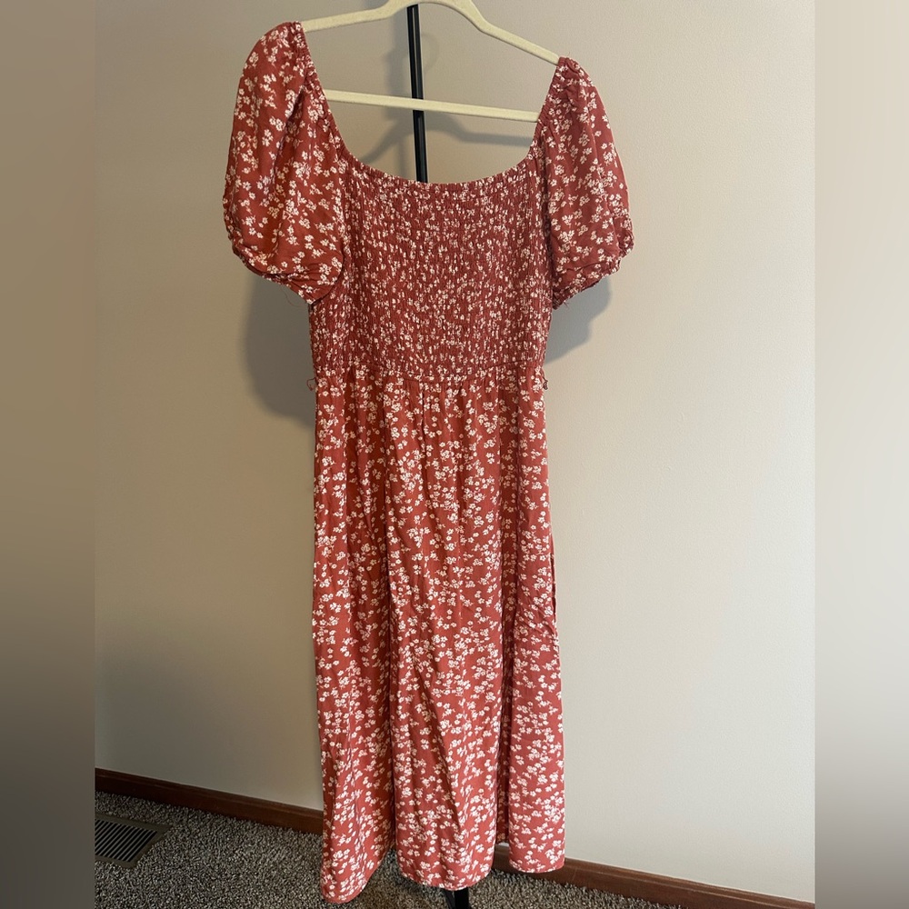 Floral Rusty Red Dress